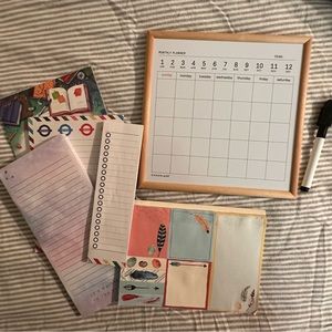 Desktop Set of Magnetic Dry Erase Calendar and Paper Pads